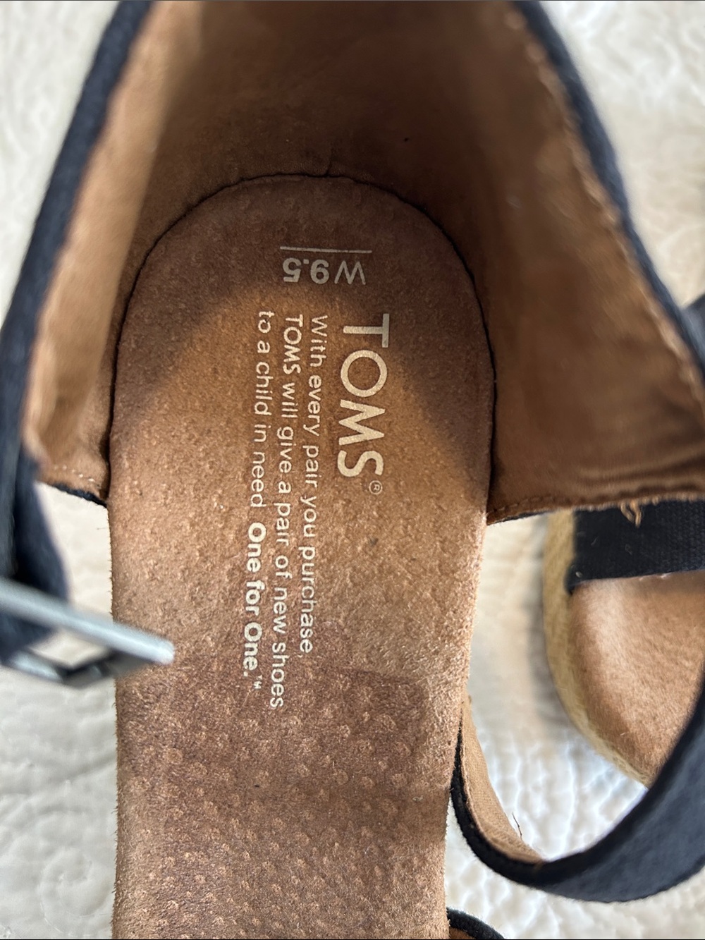 Toms Black Cork Wedge Ankle-Strap Sandals - Picture 2 of 9